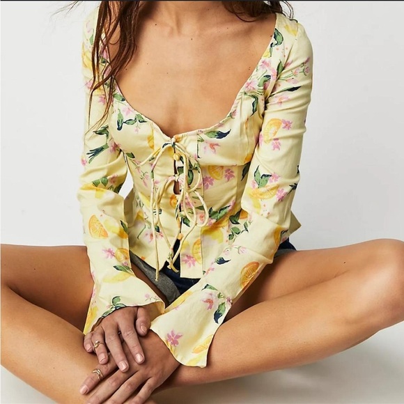 Free People Yellow Floral Blouse - Picture 6 of 6